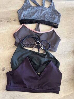 Everyday Strappy Sports Bra Set - Purple, Gray, Black, Charcoal